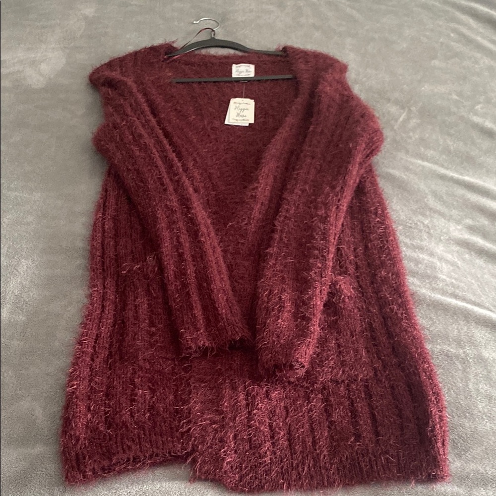 Hippie Rose Red Cozy Cardigan with Relaxed Silhouette